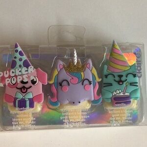 Claires Flavored Keychains Lip Gloss Set of 3. New in Box